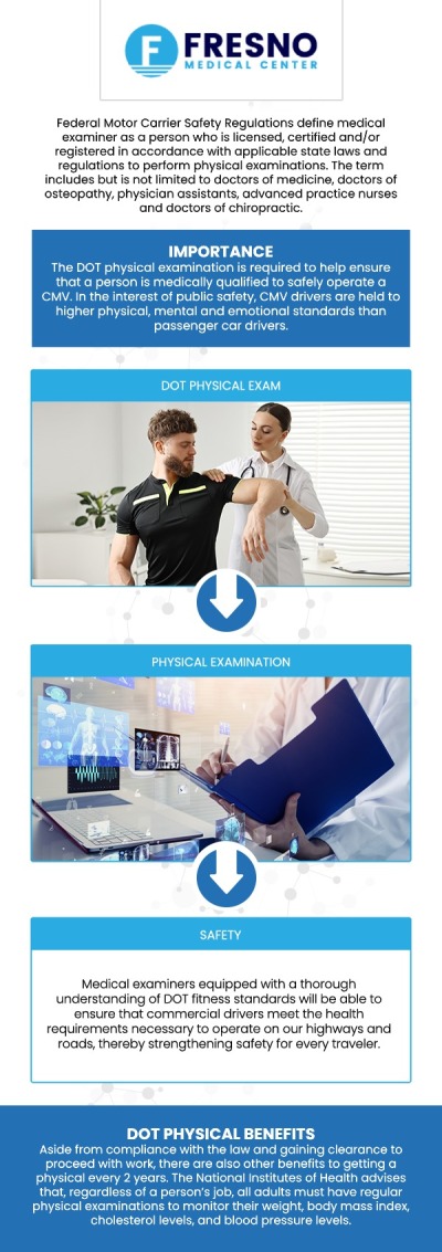 The ideal blood pressure for passing a DOT physical typically falls below 140/90 mm Hg, which is considered normal for most adults. However, if your blood pressure exceeds this threshold, it may affect your eligibility for a Department of Transportation (DOT) certification. At Fresno Medical Center, Dr Gurmej Dhillon, MD, provides thorough evaluations and guidance on managing blood pressure to help you meet the DOT physical requirements. If you have high blood pressure, our team can discuss treatment options and lifestyle changes to help you maintain a healthy reading. Contact us now or schedule an appointment online! We are conveniently located at 6069 N First St # 103, Fresno, CA 93710.